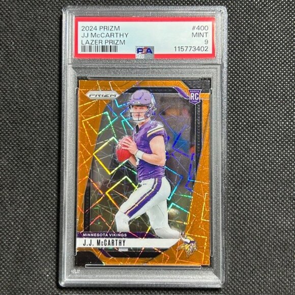 2024 PANINI PRIZM LAZER PRIZM #400 JJ MCCARTHY ROOKIE RC PSA 9 MINT VIKINGS - Picture 1 of 2